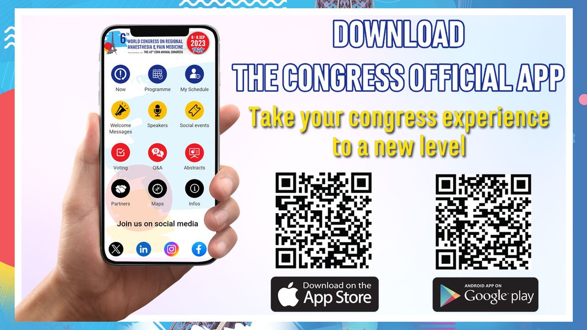 Get the full experience by downloading the #ESRAworld2023 official app! 📱 Including Q&A, real-time voting, ratings, e-posters, abstracts, customized schedule, industry sessions, live notifications... App Store: apps.apple.com/fr/app/esra-wo… Google Play: play.google.com/store/apps/det…