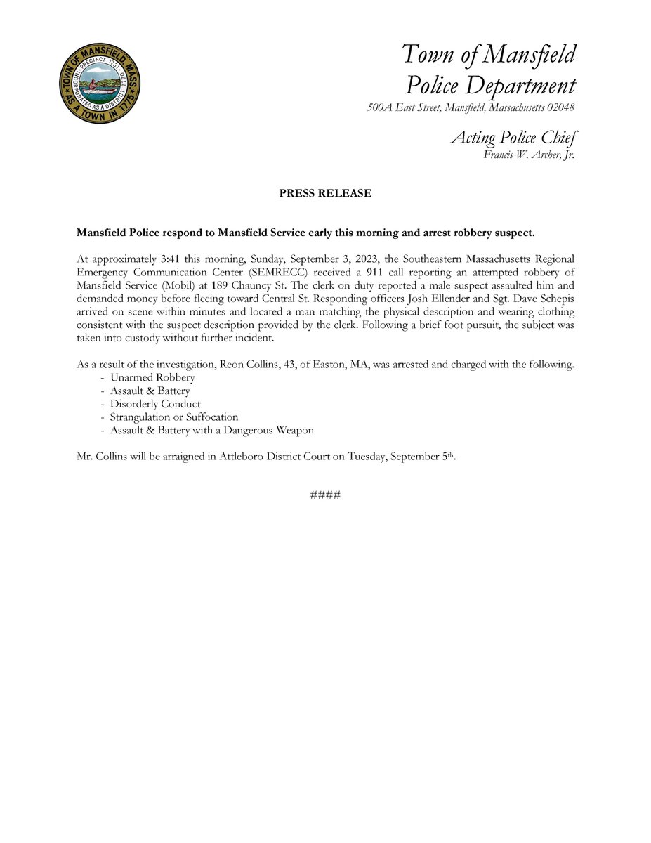 Mansfield Police MA tweet media