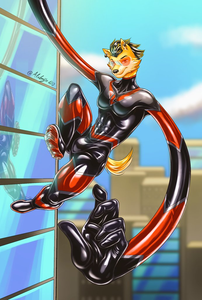 alebrije810's tweet photo. And the drawing is for  @JackDaDingo 
A hyena told me that you wanted a drawing from me.  so i agreed and here it is for you.  I hope you like it
👋😊😁😉👍 ❤️🩶🖤
#furryart #furryartist #furryfandom #furryartwork #stretchypowers #stretchyartday #Elastic #molleable https://t.co/jB8PZjn2qX