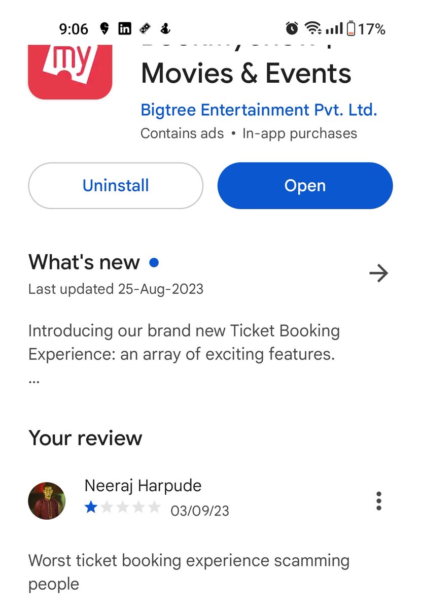 Neerajharpude's tweet photo. 1 star to the biggest scamming website @bookmyshow  have entirely ruined the #CWC2023 experience #BookMyShowScam https://t.co/AlcwTOjRYR