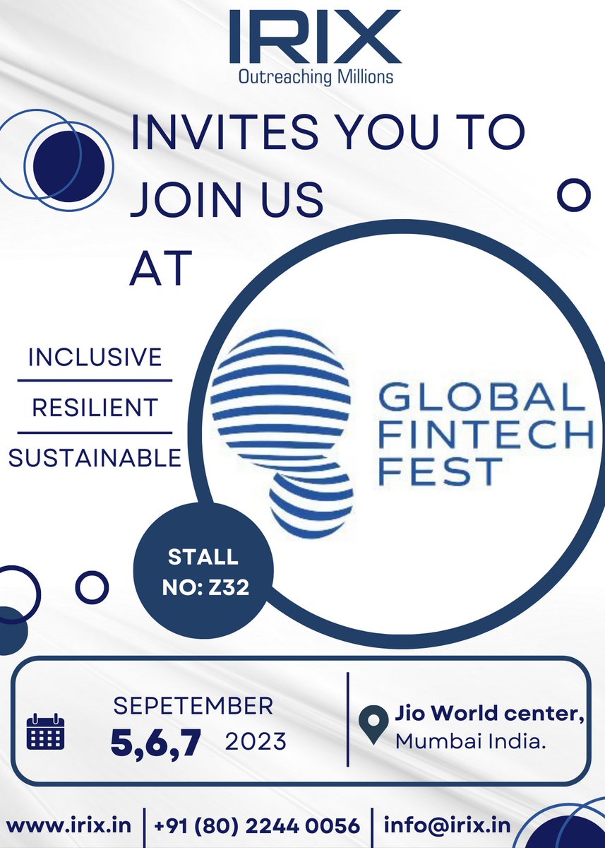 Join Us at the Global Fintech Festival 2023, Stall no Z32, from September 5 to 7 at the Jio Convention Center, Mumbai. Explore cutting-edge fintech solutions and trends. We look forward to your presence.
#fintech #GlobalFinance #finance