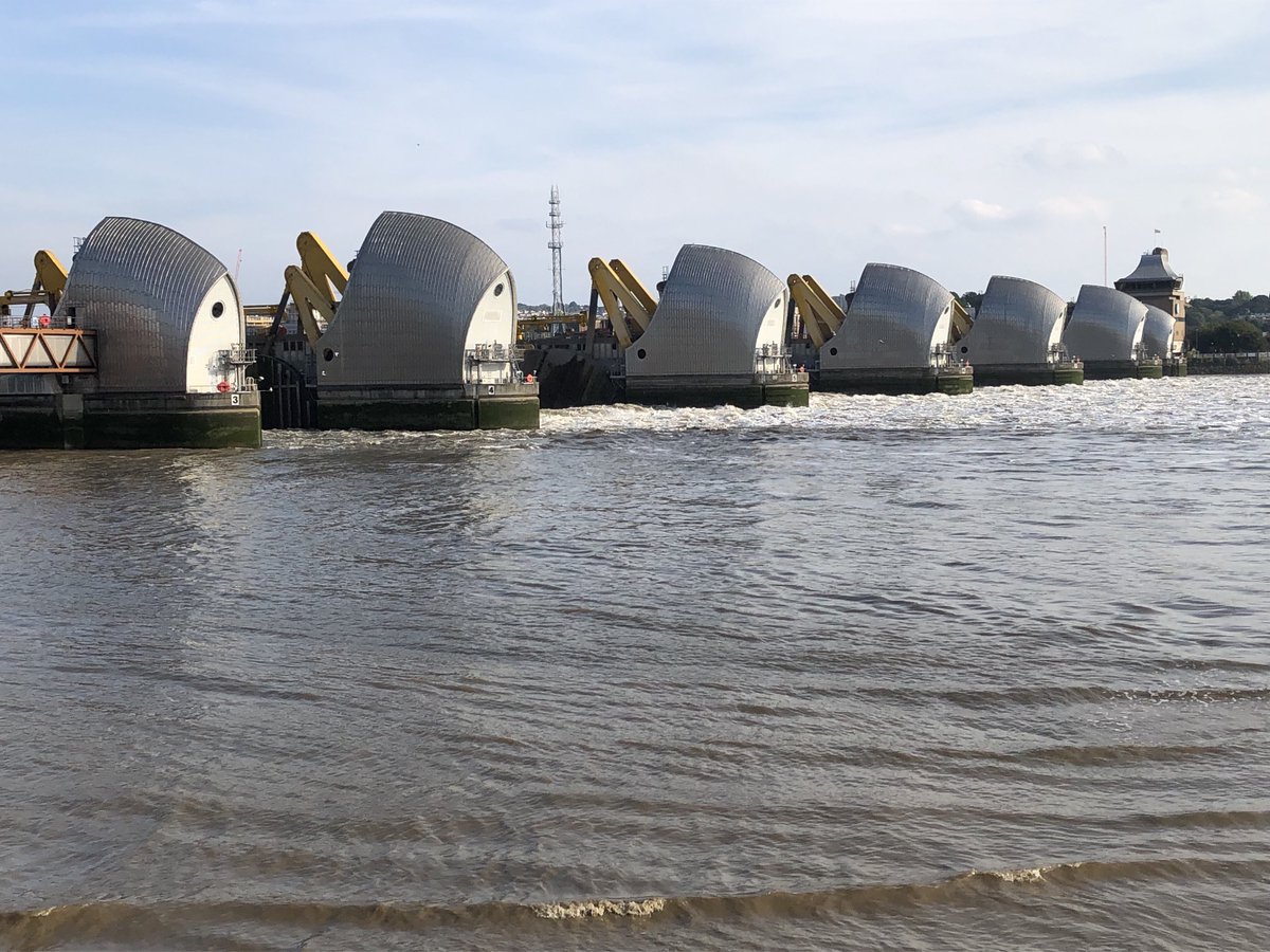 Glorious afternoon watching the #ThamesBarrier being flushed by the river.