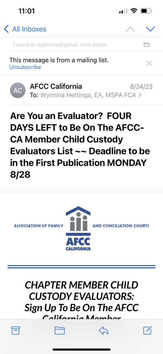 raiseyourrights's tweet photo. @mikevolpe @LetMyChildrenGo @EagleEdMartin @TomRoten @DocWashburn @rachelbruno Down with the AFCC. Here is what we are facing in California. The AFCC is circling their wagons even tighter so the only “witnesses” that are psychologists will be from their selected group https://t.co/4mQJp2plAX
