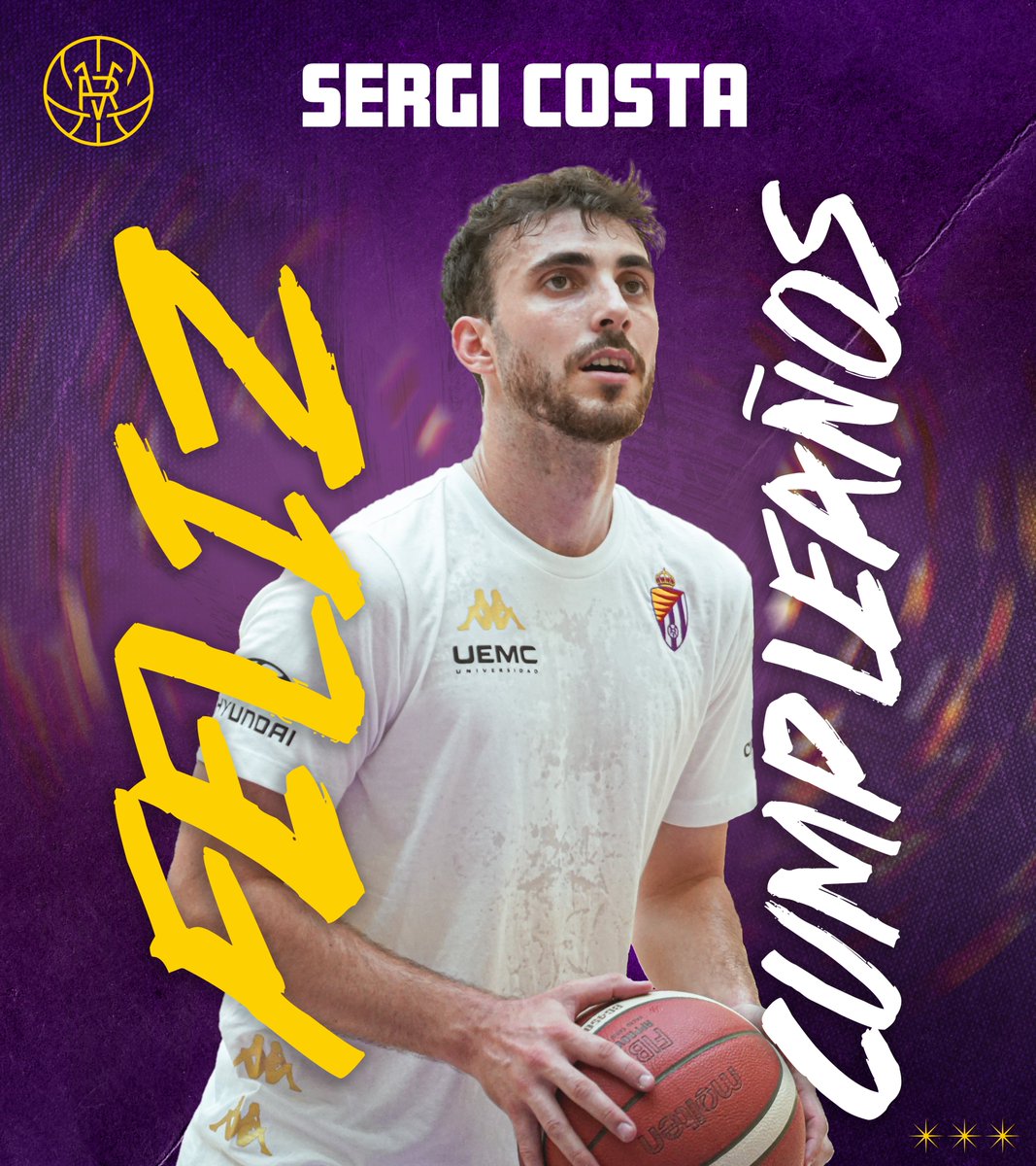 CBC_Valladolid's tweet photo. 💜🥳 ¡Hoy es el cumpleaños de uno de los nuestros! ¡Hoy cumple años Sergi COSTA! 

🙌 ¡Muchas felicidades, @Costta5!

@UEMC #PucelaBasket https://t.co/TVRoro6fgB