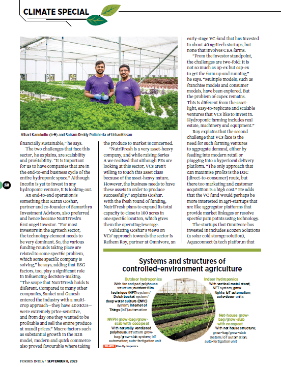shubham_chennai's tweet photo. Happy to have shared my views on Hydroponic Farming from an investor's lens for a Forbes India Article. 

Link to the article: https://t.co/etf7jeMz88 https://t.co/I8dGvTR9sk