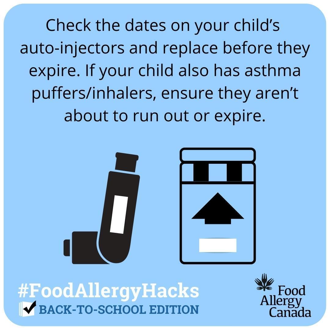 FoodAllergyCAN's tweet photo. How do you remember the expiry date of your #AutoInjector or inhaler?Share your own #FoodAllergyHack in the comments! https://t.co/VxZe03nvoC