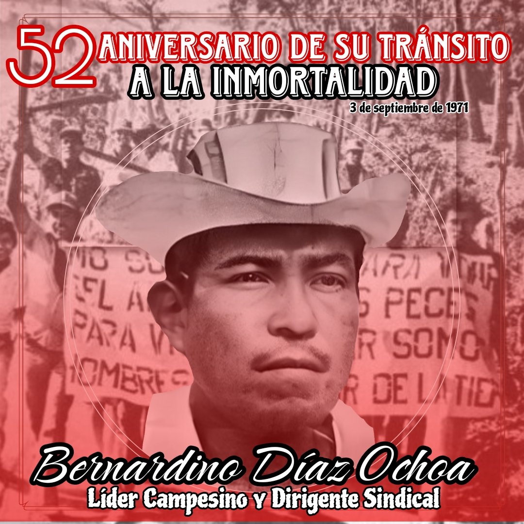 Un 3 de septiembre de 1971, es asesinado por la genocida guardia somocista el cro. Bernardino Díaz Ochoa, lider campesino, dirigente sindical y revolucionario nicaragüense. 
  #PatriaBenditaYLibre  #AmorANicaragua
#UnidosEnVictorias 
#LeonRevolucion 
#SiproesUnanLeon