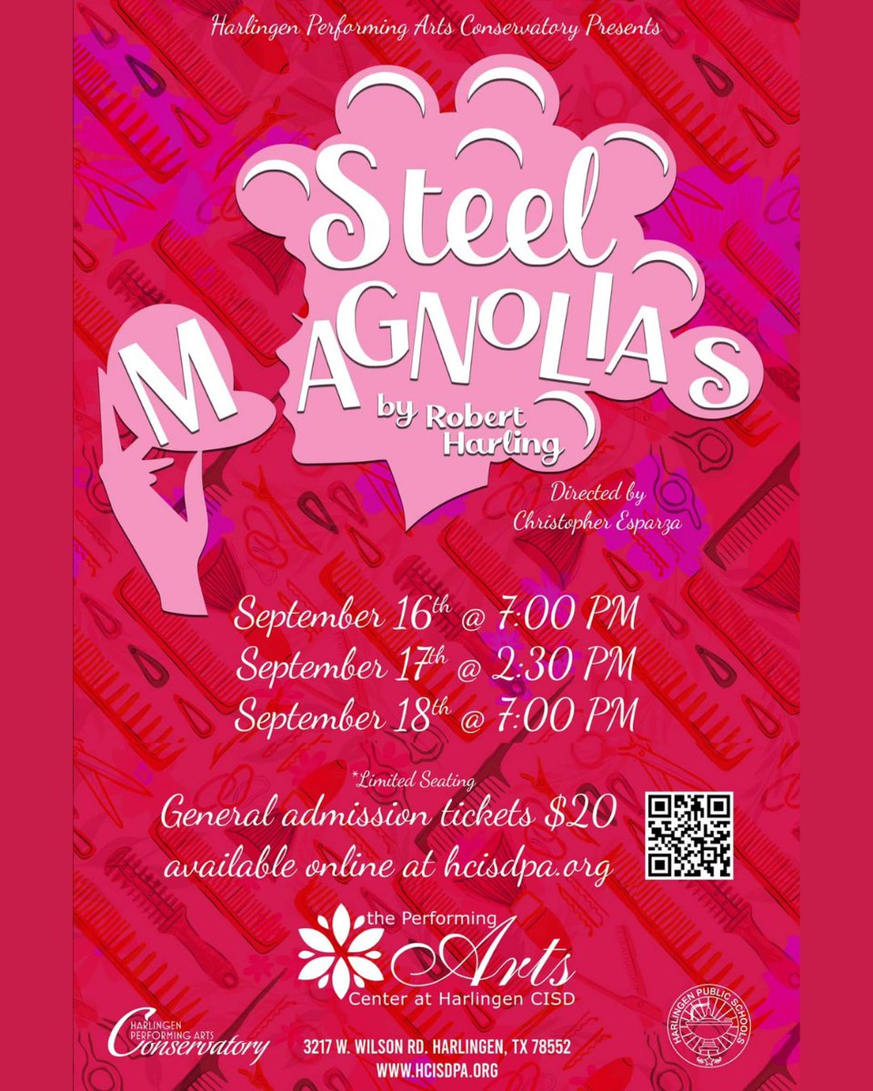 ⚠️PRESENTING: The Harlingen Performing Arts Conservatory September Productions...
🐝The 25th Annual Putnam County Spelling Bee📚 
✨Steel Magnolias💅
#wearehcisd #inspireempowerengage ##betheinspiration #beyondtheclassroom #rgv