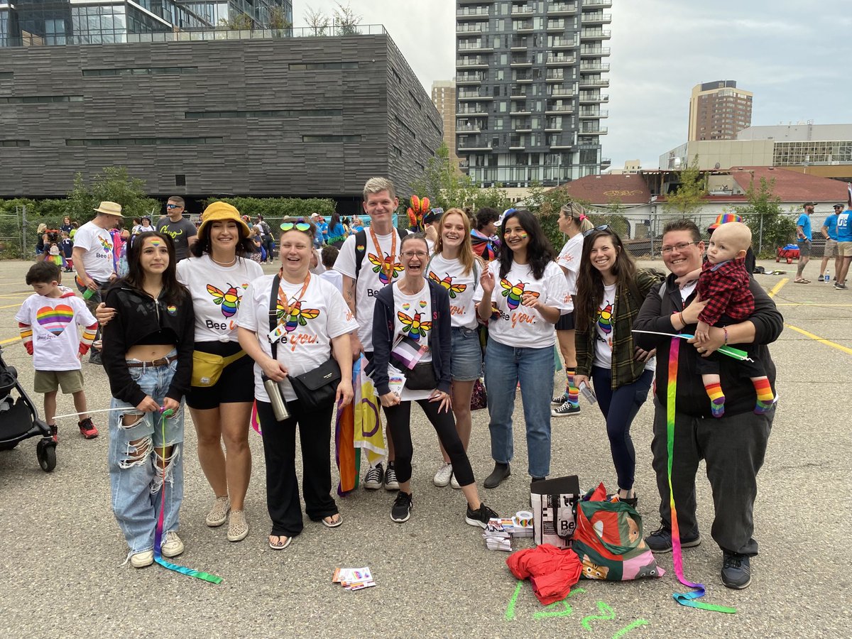 Excited ⁦<a href="/TheAlexCHC/">The Alex</a>⁩ staff ready to show some Pride! #PrideParadeYYC2023