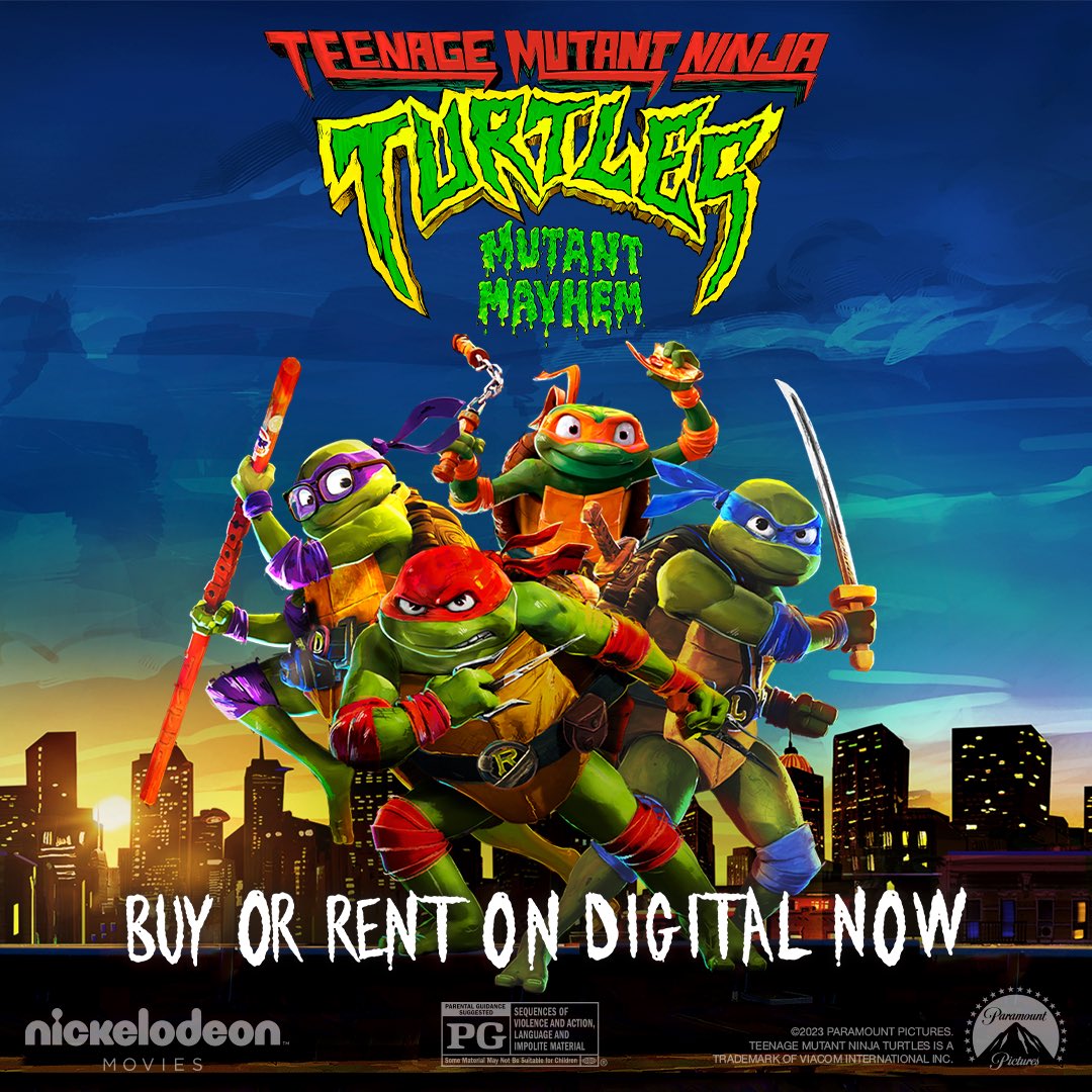 JesseJamesComic's tweet photo. Get #TeenageMutantNinjaTurtles: #MutantMayhem on Digital today! After years of hiding, the Turtle brothers set out to gain acceptance as normal teenagers &amp; take on an army of mutants in the hilarious action-packed adventure! Buy or Rent it today. Rated PG. From #ParamountPictures https://t.co/9xC90t3qxm