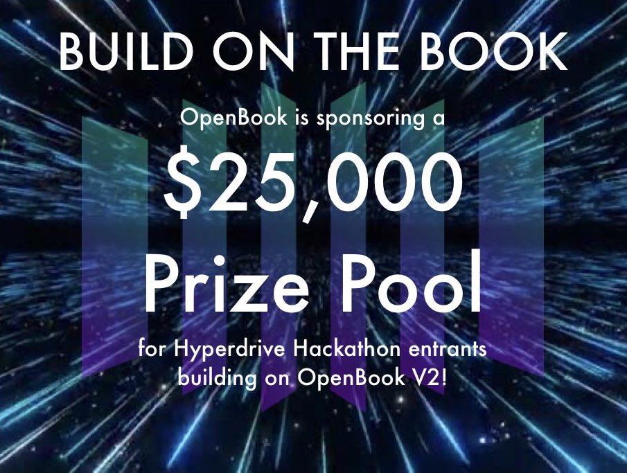 OpenBook V2 sets the new standard for order book performance and composability. To unlock its full potential, OpenBook is offering a prize pool of $25,000 for creators and innovators building on top of OpenBook V2 as part of the Solana Hyperdrive Hackathon! 🧵👇