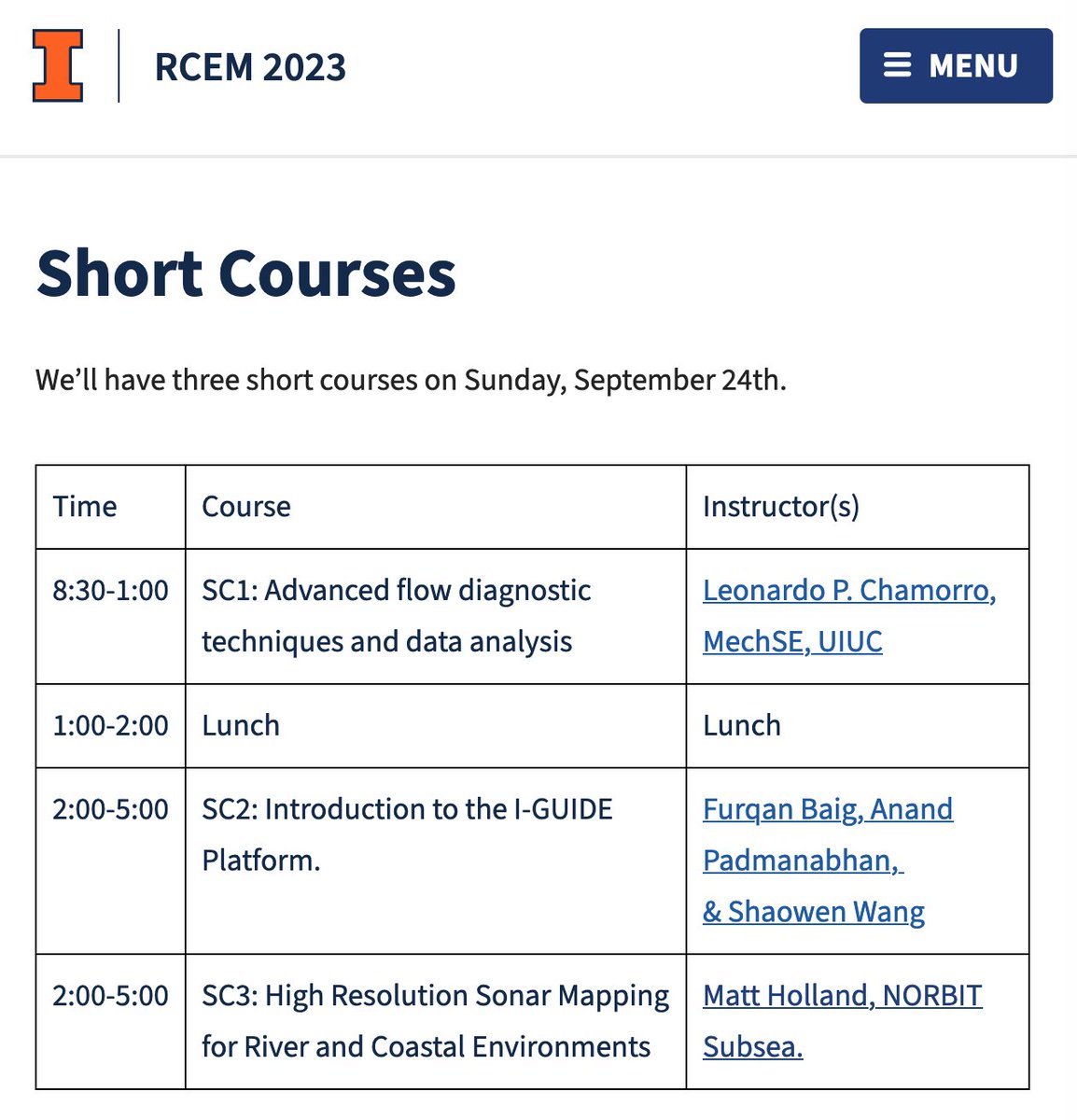 rafaelotinoco's tweet image. Are you attending #RCEM2023? Still a few days left to sign in for our FREE pre-conference courses.
Details at: rcem.cee.illinois.edu/short-courses/