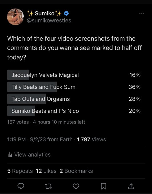 Ok!! Looks like the video you guys wanted discounted today was Tilly Beats and Fucks Sumiko 4k and 1080p