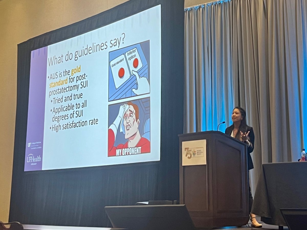 Trisha Nguyen explains why the AUS is the gold standard as she defends AUS against the male urethral sling for severe post-prostatectomy stress urinary incontinence  #FUS2023