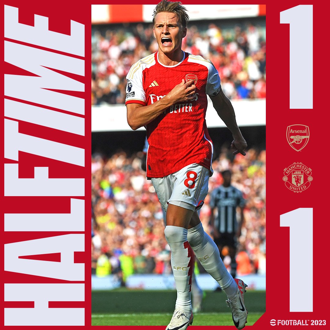 Arsenal's tweet photo. All to play for at the break 💪 https://t.co/RESUxoYlrk