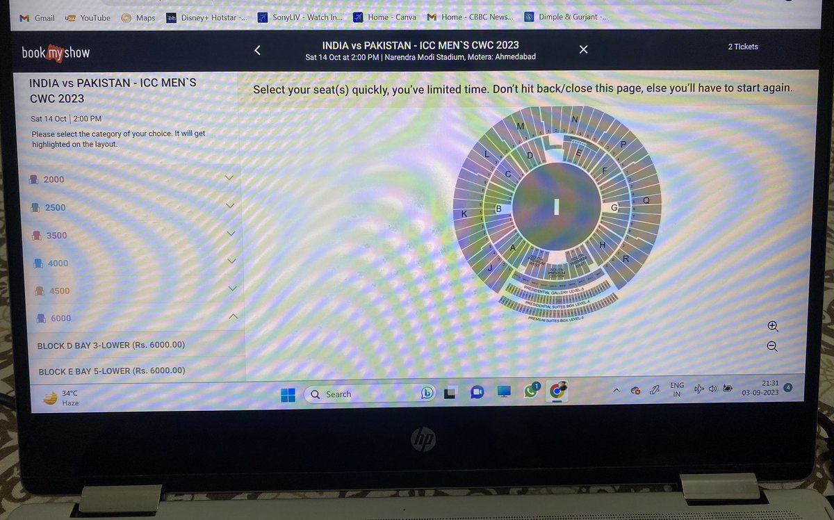 GurjantPannu7's tweet image. There is absolutely no way @bookmyshow is legit with its #WorldCup2023 ticket sales. 
A stadium with a capacity of 1 lakh doesn’t have one seat after waiting for an hour and clicking at exactly 8 pm #paytmscam #BCCI #indiavspak #IndiaVsPakistan
