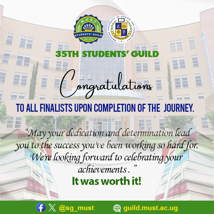 sg_must's tweet photo. Congratulations to all finalists @MbararaUST. We wish you the best in your journey.
Succeed We Must.
@mumelasa @mues_must 
@MbararaSciences  @mbupsa
@MBUMSA_OFFICIAL 

#mustUpdates https://t.co/I2Aa736cGn