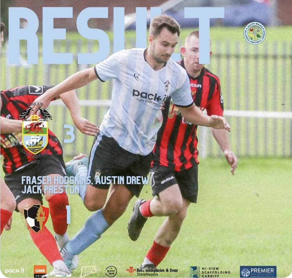 claudiohfox's tweet photo. Great #LocalFootball game in @SWALInfo🏴󠁧󠁢󠁷󠁬󠁳󠁿

A V/good @AfanUnited_FC (2yrs unbeaten in league) with excellent CF #Underwood, were beaten 3-1 by a very organised &amp; determined @CoganCoroAFC
🔹Defence solid
🔹#Hodgkins quality headed goal
🔹#Preston poacher special
🔹#Drew Impressive https://t.co/kJ7ZouTziU