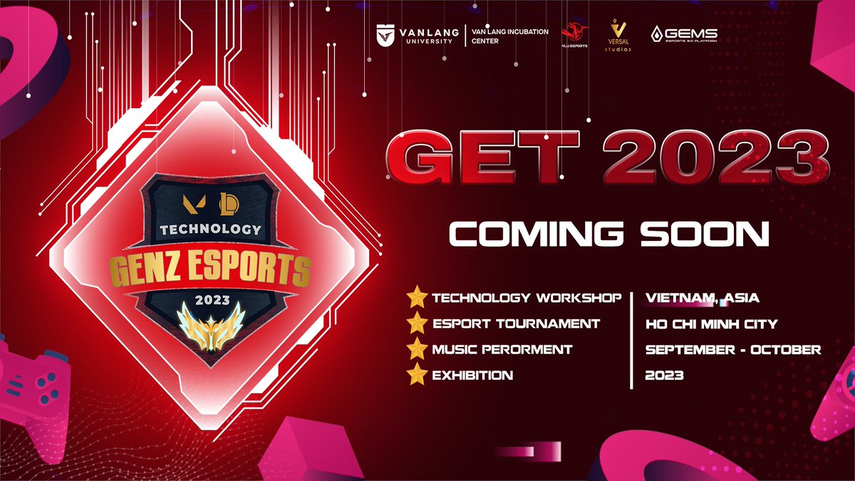 GEN-Z ESPORTS TECHNOLOGY a.k.a GET 2023, an esports tournament from @VanLangUniversity at Ho Chi Minh City. 

GEMS is exclusive esports platform for this tournament!
Stay tuned!
#GET2023 #VLU #esports #esports3 #esportsplatform