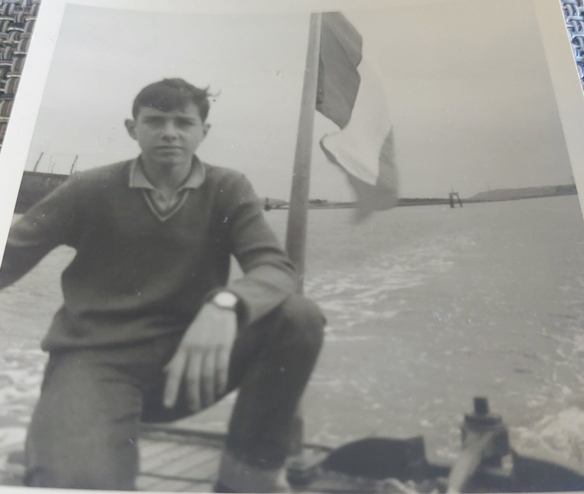 #SpikeIsland Just came across this pix of 15 year old me on the launch to Spike when it was still a Naval base in 1968. 
With my dad we toured the gun emplacements, the underground ammo stores, where I saw torpedoes, depth charges etc, and we visited the Officer's Mess.