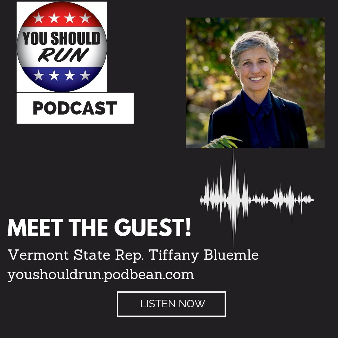 If it's Sunday, it's time to Meet the Guest. Listen as Vermont State Rep. Tiffany Bluemle talks about housing, mental health, the power of state legislatures, and more, all at: youshouldrun.podbean.com/e/vermont-repr…