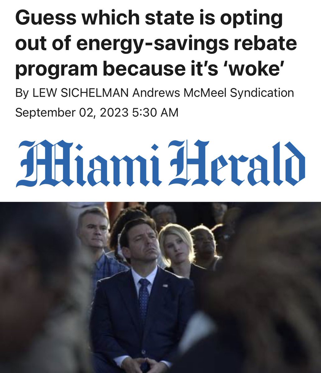 CarlosGSmith's tweet image. “Lawmakers in Tallahassee voted to apply for Florida’s allocation — which, at roughly $346 million, is the third-largest in the country, behind California and Texas.”

“But Gov. Ron DeSantis VETOED the measure as ‘woke.’”

So, Floridians get NO relief. miamiherald.com/news/business/…