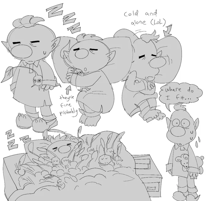 "what if pikmin but sleepy and cosy" 