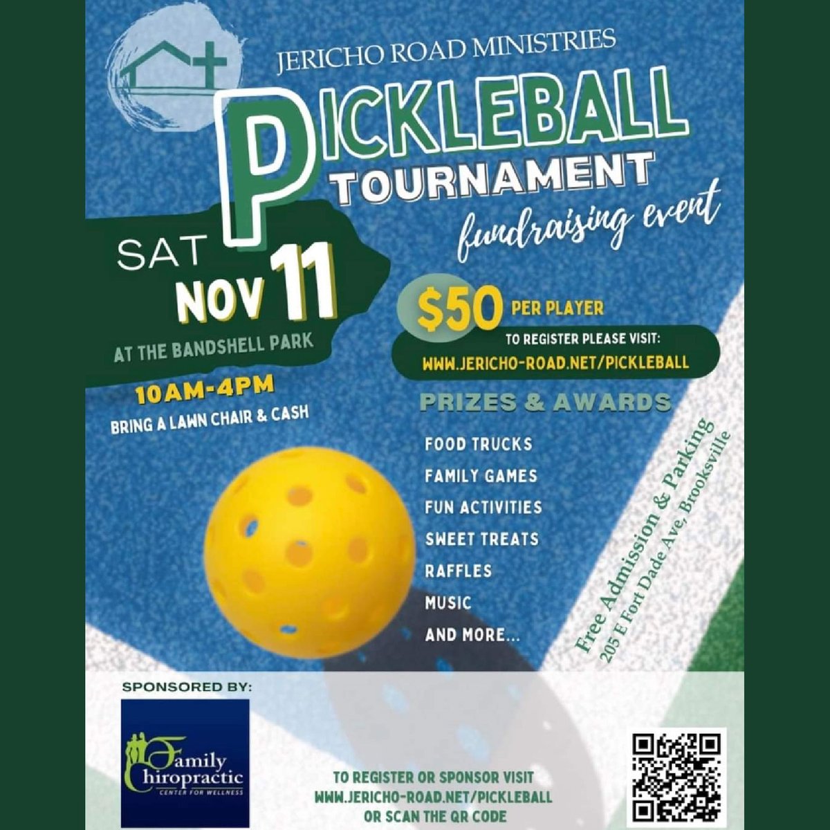 ➡️ "JRM Pickleball Tournament".
Pickleball tournament in Brooksville, Florida.
November 11th, 2023.
To register: 
jericho-road.net/pickleball
Jericho Road Ministries, Inc. 
<a href="/JRMBrooksville/">Jericho Road Ministries</a>

The complete list of tournaments at 
floridapickleballtournaments.net