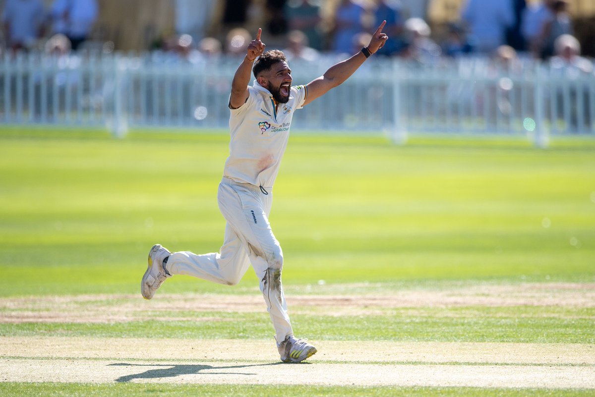 A delighted <a href="/AnujDal/">Anuj Dal</a> during his splendid spell of 20-4-72-5 for <a href="/DerbyshireCCC/">Derbyshire CCC</a> today at Scarborough...