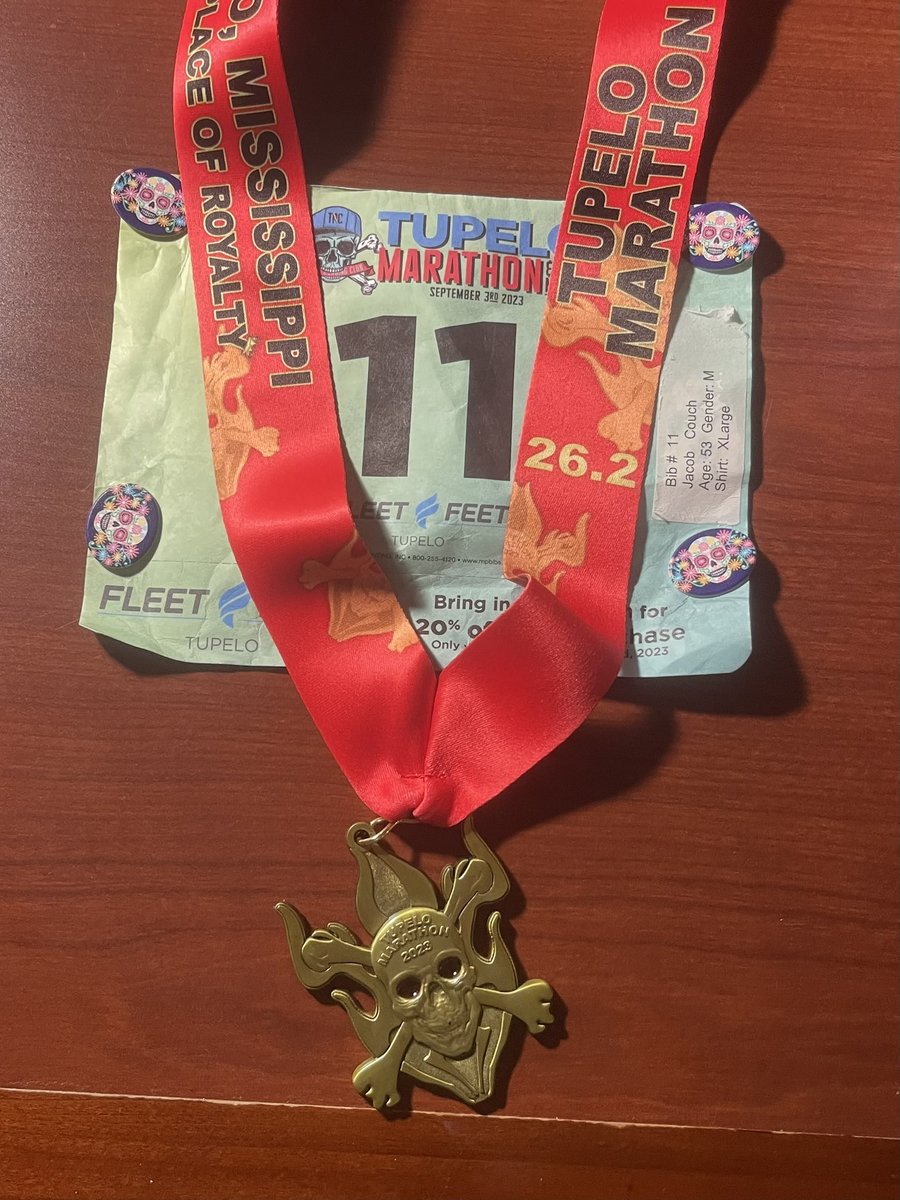 1998Benji9's tweet image. Tupelo Marathon &amp;amp; 14.2 Miler 26.2 completed = ✅
Beat the cut-off time =✅
Survive the drive back to the hotel = ✅
Nice cold shower after the race = 😩 - too tired to complain that my room does t have cold water.

#bibboards
#nuunhydration
#marathon
#running