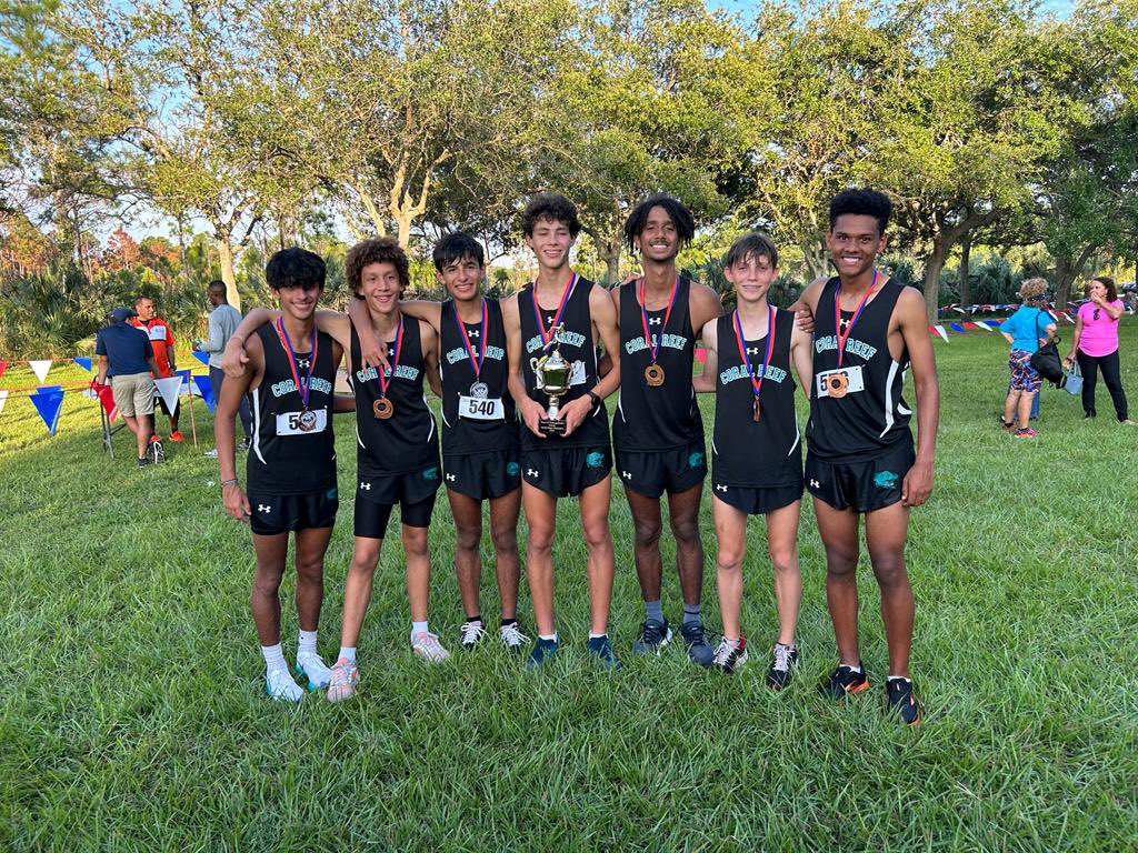‼️ Ladies and Gentlemen 📣

First Cross Country meet of the season successfully completed.

🏆 Meet the CHAMPS🏆

Team &amp; Individual🏆

🏃‍♀️1st place 🏆 
🏃🏽‍♂️1st place 🏆

Congrats to our boys &amp; girls.  

Go CUDAS!

<a href="/sr_reef/">Coral Reef Sr High</a> <a href="/reefathletics1/">Coral Reef Athletics</a> <a href="/MDCPSSouth/">South Region Office</a> <a href="/FHSAA/">FHSAA</a> <a href="/FloTrack/">FloTrack</a> <a href="/MiamiEliteTC/">Miami Elite Track</a>