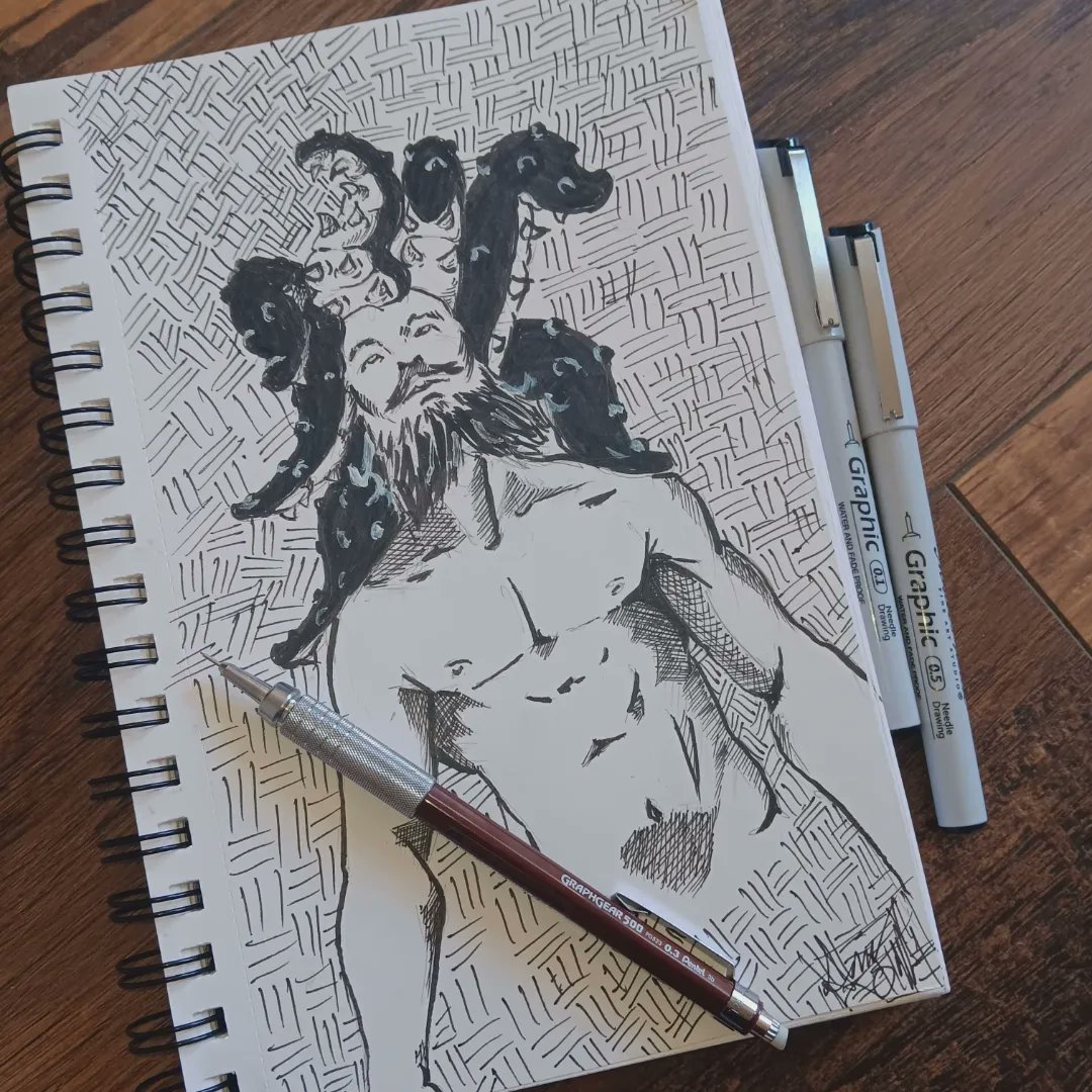 fullstackandrew's tweet photo. I decided to start a new #sketchbook  it's been awhile since I have #sketched anything #art #horror https://t.co/edvRwkAIIX