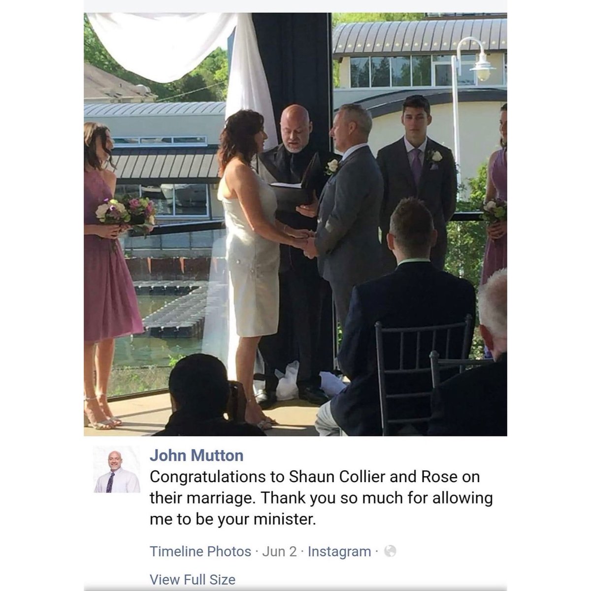 TiffanyBalducci's tweet photo. Here’s a 2018 photo of Mr. X aka John Mutton OFFICIATING now Mayor of Ajax Shaun Collier’s wedding. You’ll recall that this is where #Greenbelt sales have already occurred…. #GreenbeltScandal #Ajax https://t.co/aGZnygTd5P