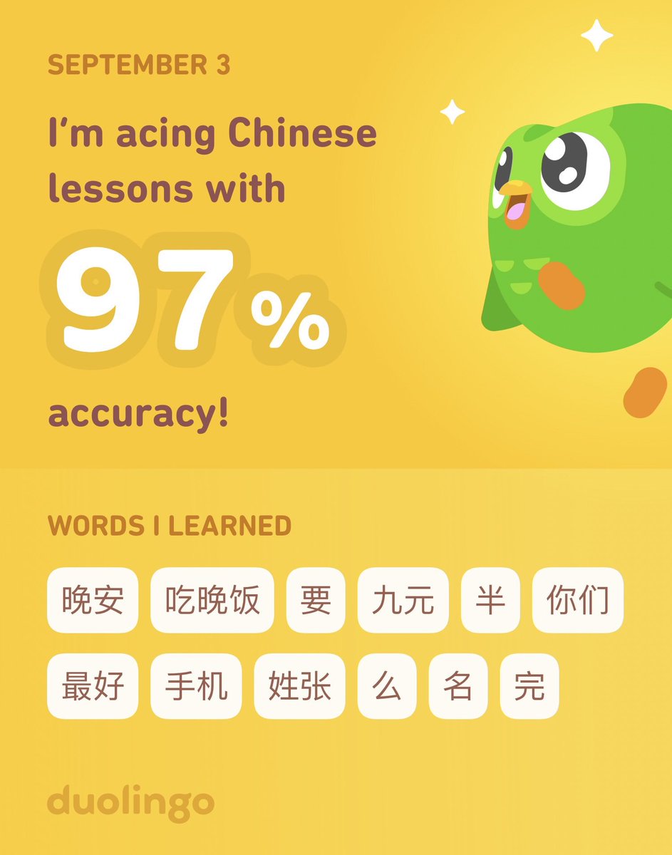 ManderKasper's tweet image. I’m learning Chinese on Duolingo! It’s free, fun, and effective.