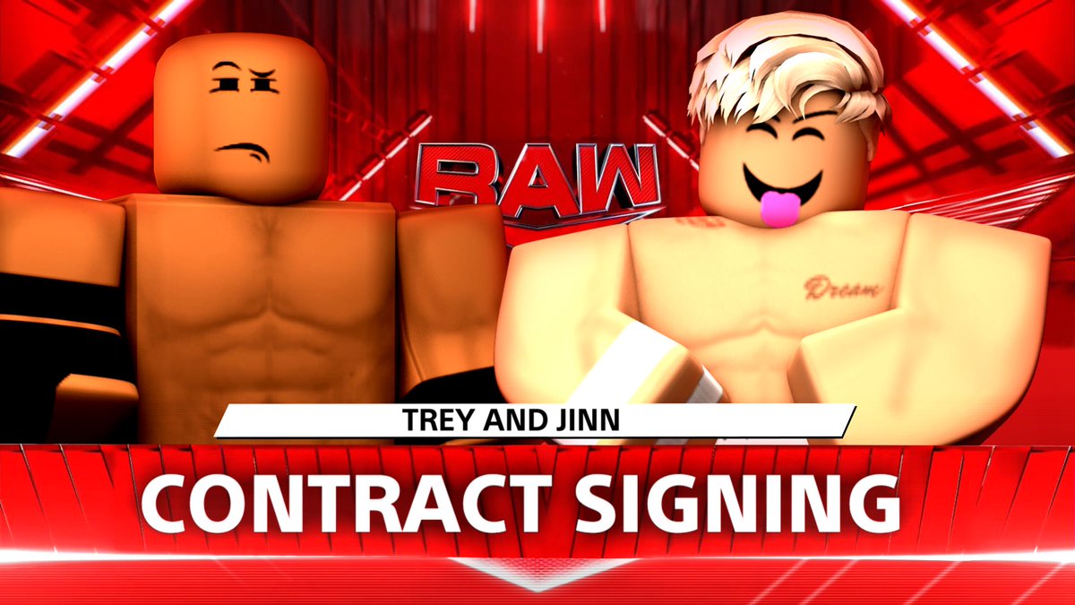 WWEDRoblox's tweet photo. Last Week Trey Lashley Has Defeated BA Knight  For The N2C Of The World Heavyweight Championship And Jinn Rhodes Defeated Kyle Rollins, They Will Be Signing The Papers For There Match At MITB! https://t.co/TLMabSqY8k