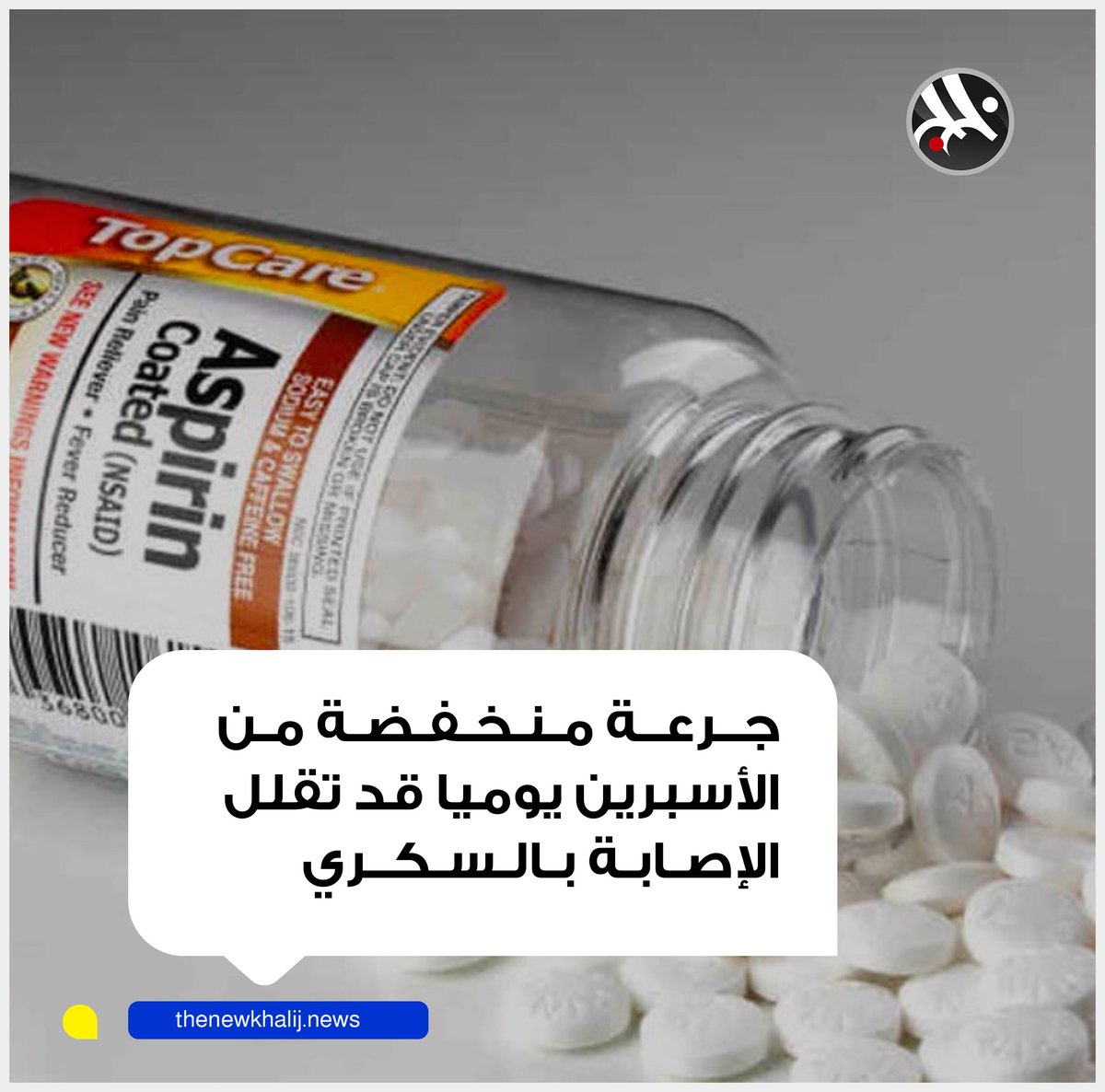 نتائج دراسة حديثة سيتم تقديمها في الاجتماع السنوي للجمعية الأوروبية لدراسة مرض السكري في هامبورغ بألمانيا أظهرت أن مؤشرات الأشخاص البالغين الذين تتجاوز أعمارهم 65 عاما ممن تناولوا 100 ملليغرام من الأسبرين يوميا ارتبطت بانخفاض خطر الإصابة بمرض السكري بنسبة 15%.