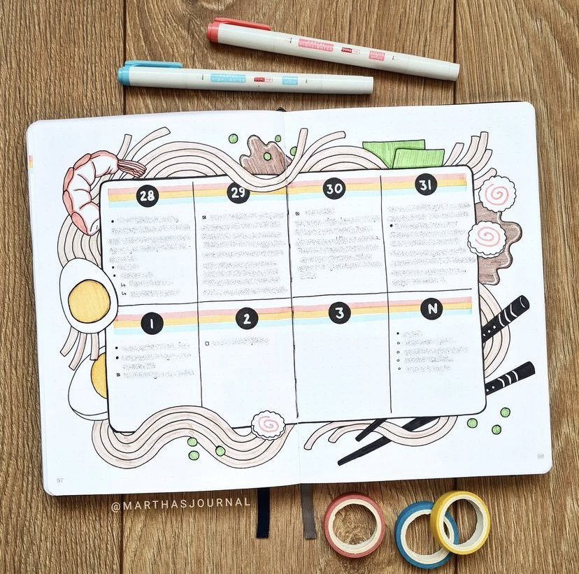 BujoCatalog's tweet photo. Our newest artist spotlight! @marthasjournal with their amazing spread! Remember to use #BulletJournalCatalog and tag us in your recent spreads for a chance to be featured next!
.
.
Use our Discount Code: BUJOCATALOG on @thewashitapeshop @archerandolive for 10% off! https://t.co/9VjKrhuERJ