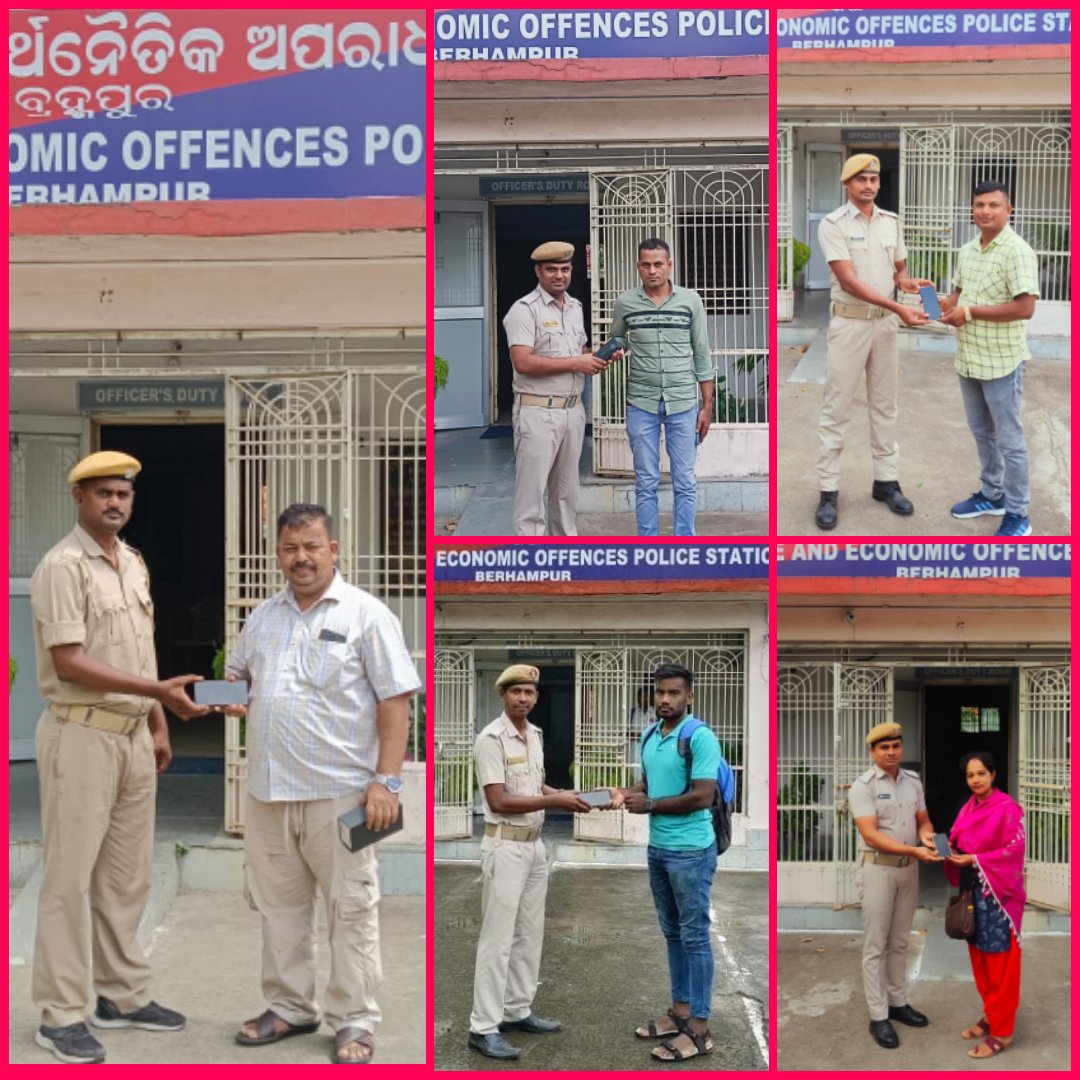 SP_BRAHMAPUR's tweet photo. Since June 1, 2023, #Cyber Crime &amp; Economic Offences PS, Berhampur has recovered lost/stolen/misplaced #mobile phones and returned it to the owners. So far 35 mobile phones, all #smartphones have been recovered and handed over to their rightful owners. https://t.co/oXXp6p9kTr