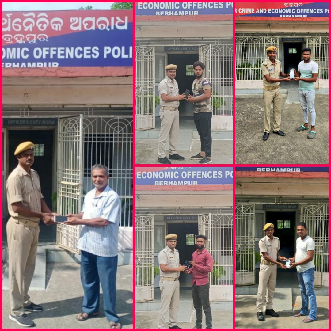 Since June 1, 2023, #Cyber Crime &amp; Economic Offences PS, Berhampur has recovered lost/stolen/misplaced #mobile phones and returned it to the owners. So far 35 mobile phones, all #smartphones have been recovered and handed over to their rightful owners.