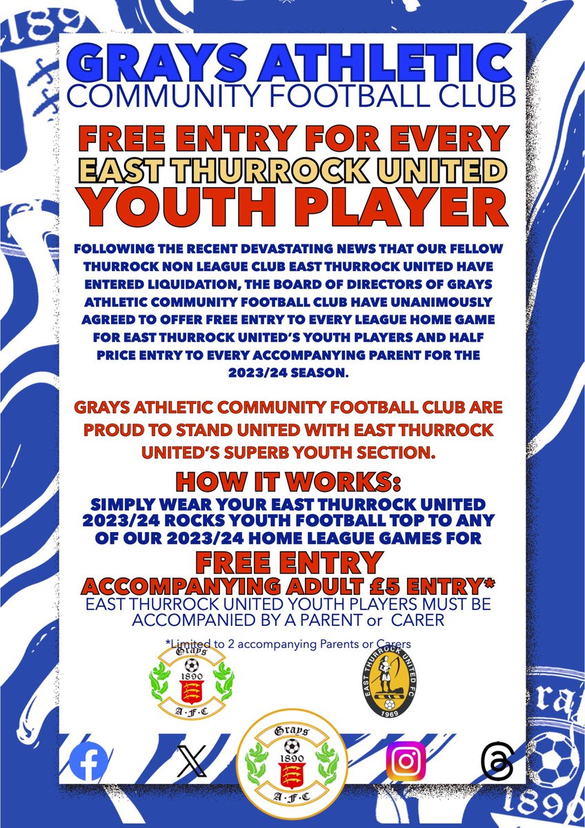 <a href="/ETUFC_U18s/">East Thurrock United U18s</a> <a href="/BalWilliams1/">Bal Williams</a> Keep it going guys, we welcome you with open arms with our offer to all your youth players