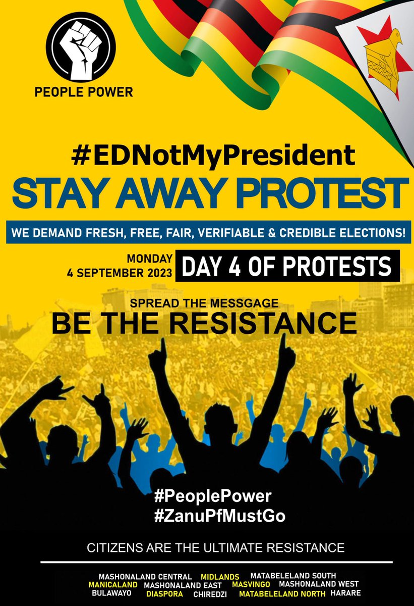 MakomboreroH's tweet image. Please REPOST to PROTEST #EDNoTMyPresident and SHARE Flyer widely on Facebook, WhatsApp etc

They might intimidate us, they are threatening us, but we must always resist in any way possible.

We will prevail because #PeoplePower is stronger than the elites in power.

@SADC_News,…