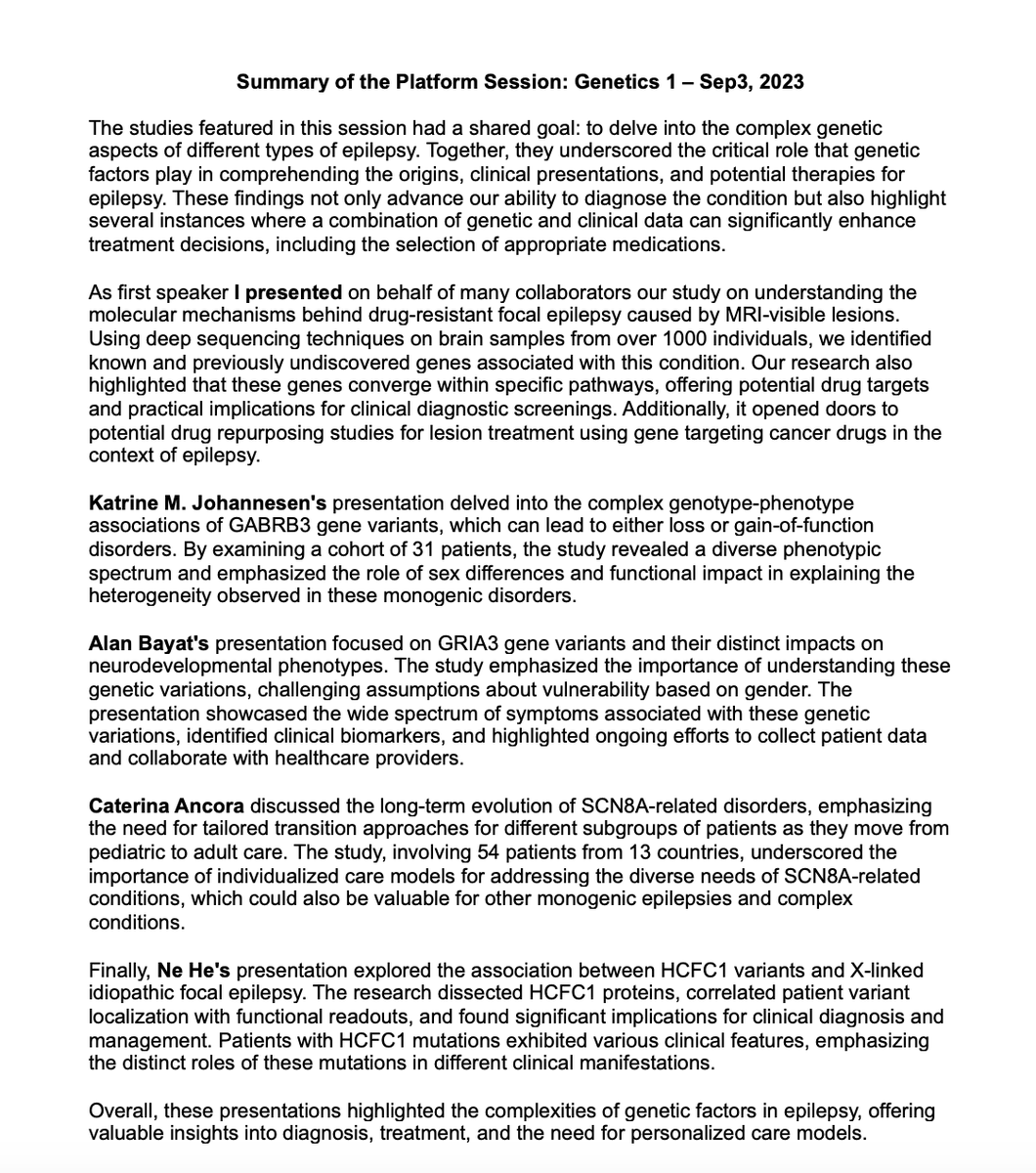 Dennis Lal (@laldennis) on Twitter photo For those who missed the #IEC2023 platform session '#Genetics'; here is a short summary of our session. It's amazing to see that most talks were focused on clinical care with strong examples for the ion channels. Congrats <a href="/Katrine92658231/">Katrine M Johannesen</a> <a href="/AllanBayat/">Allan Bayat, associated professor</a> Caterina Ancora & Ne He. For those who missed the #IEC2023 platform session '#Genetics'; here is a short summary of our session. It's amazing to see that most talks were focused on clinical care with strong examples for the ion channels. Congrats <a href="/Katrine92658231/">Katrine M Johannesen</a> <a href="/AllanBayat/">Allan Bayat, associated professor</a> Caterina Ancora & Ne He.