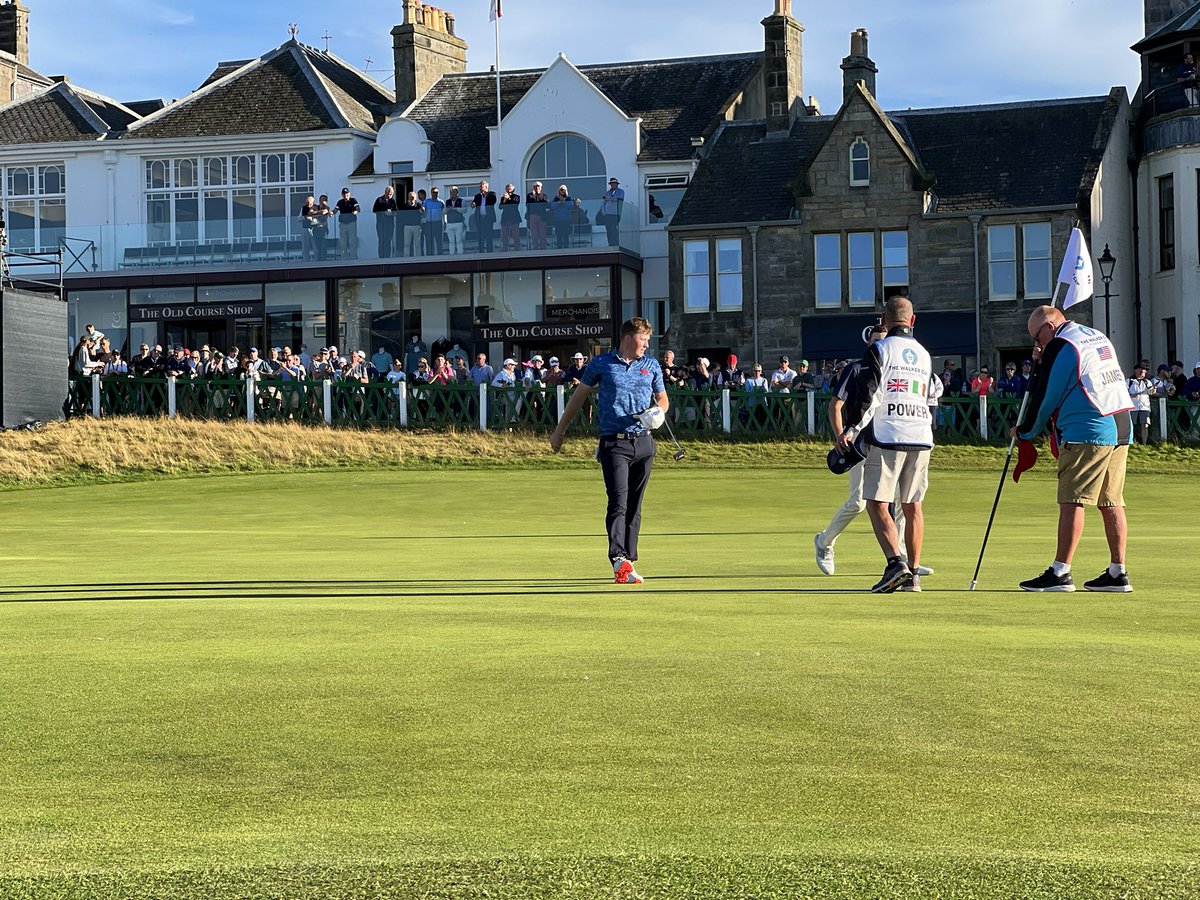 Power wins his match on 18 one up as the USA start to celebrate their victory. 
A fitting send off for Mark to have his final putt as an amateur on the 18th green of <a href="/TheHomeofGolf/">St Andrews Links</a> best wishes in your next chapter <a href="/MarkPower68/">Mark Power</a>