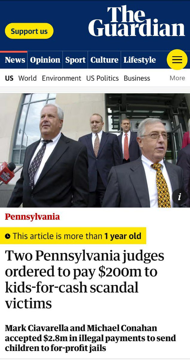 FLASHBACK 2022
SAVEOURCHILDREN
#Kids4Cash
#DeFundCPS

'Two Pennsylvania judges who orchestrated a scheme to send children to for-profit jails in exchange for kickbacks were ordered to pay more than $200m to hundreds who fell victim to their crimes.'

theguardian.com/us-news/2022/a…