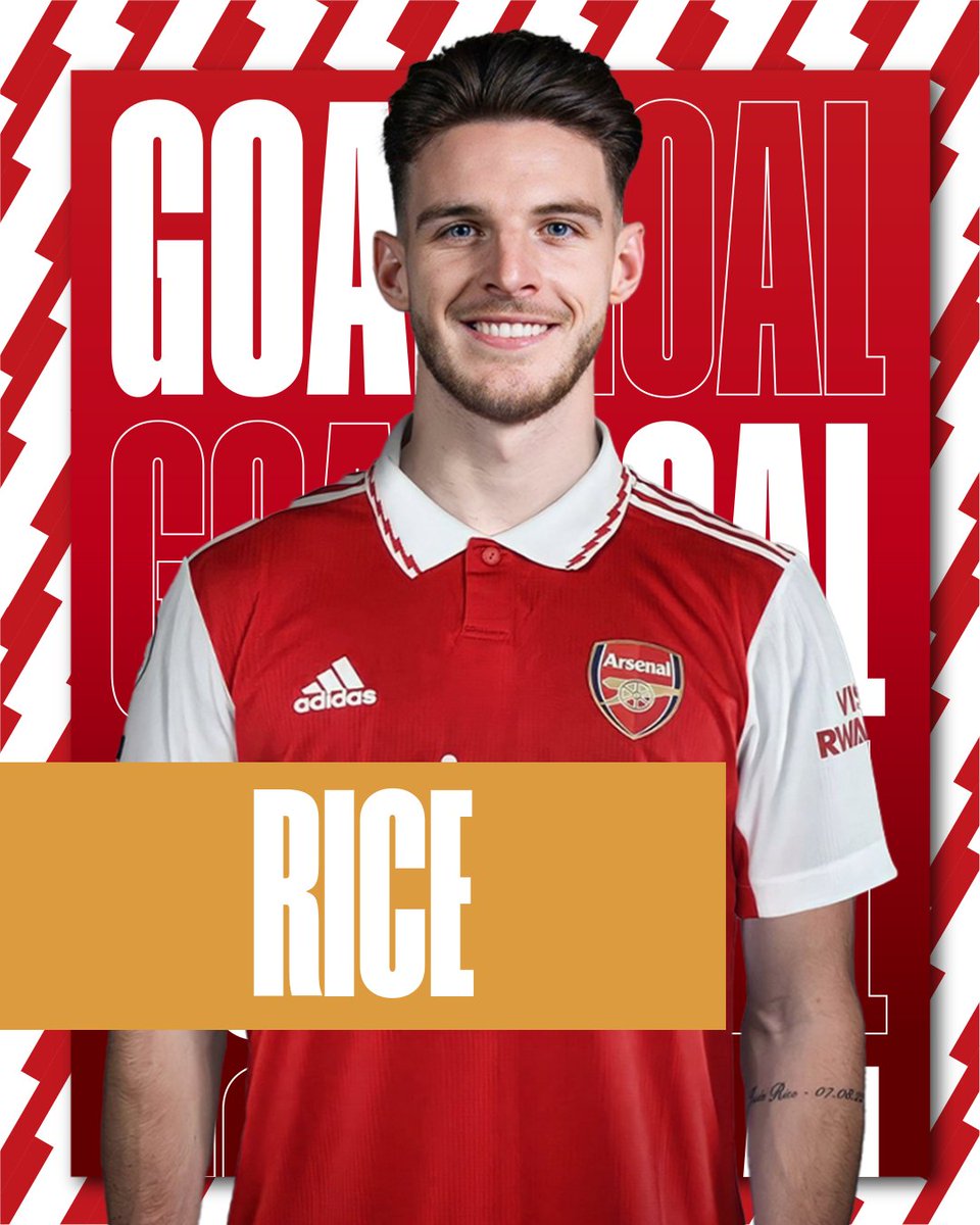 Gunnersc0m's tweet photo. DECLAN RICE WITH THE 90+6 WINNER!!! https://t.co/Oy773ncV6I