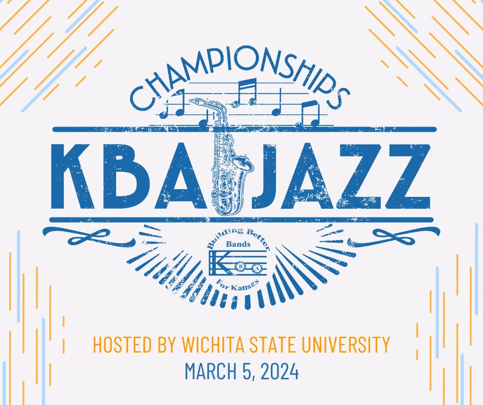 Registration for the KBA Jazz Championship is now open! 

Hosted By: Wichita State University
Date: Tuesday, March 5, 2024
Entry Fee: $350
More information below:
kansasbandmasters.com/?page_id=141#!…

#kba #jazz #championship #music #education #musiced #kansas #musicians #buildingbetterbands