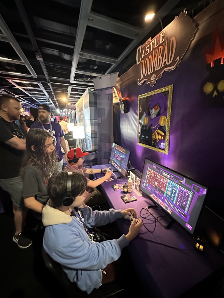 Grumpyface's tweet photo. #CastleDoombad Day 3 of #PAXWest2023! Having a diabolically good time! 💀🏰🙌 #Booth658 #GrumpyfaceStudios #PAXWest @PAX https://t.co/sKhXz0C5EN
