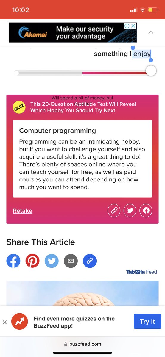 قاعده اعيش الاحتراق الوظيفي ك software developer. سويت كويز اونلاين عشان يقترحلي هواية جديده تلهيني والاجابه كانت..