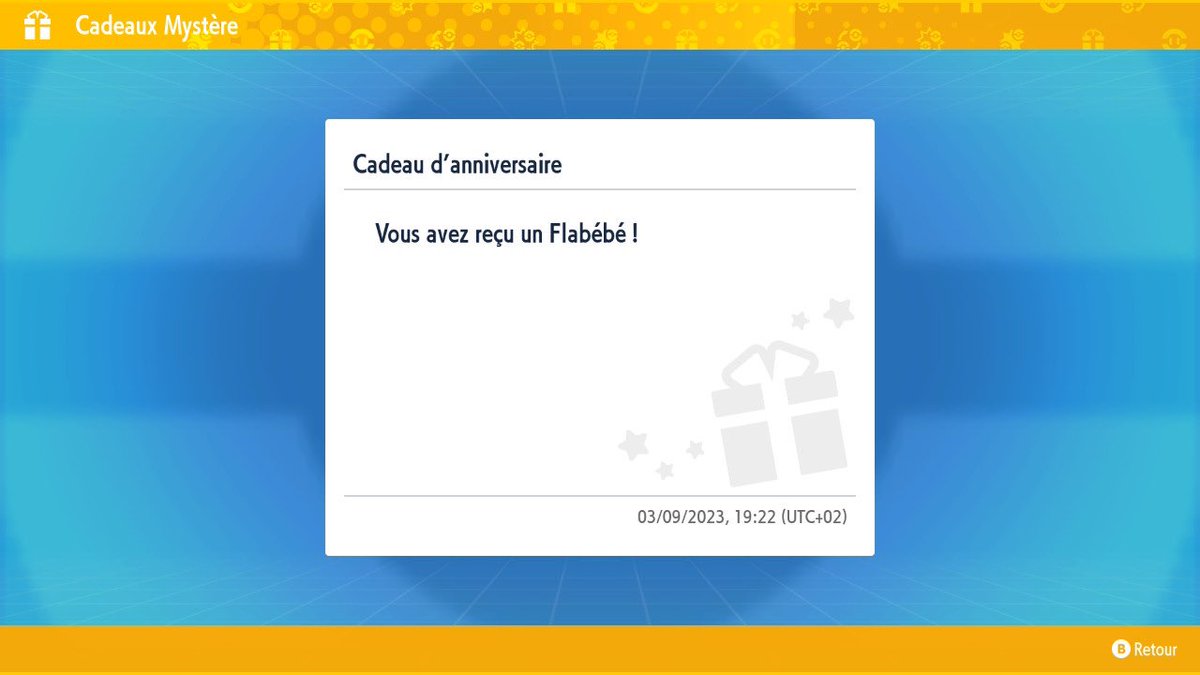 K3isuk3i's tweet image. Aujourd’hui c’est le grand jour ! 😁
Après 9 mois stocké dans mon tiroir, je peux enfin utiliser mon code d’anniversaire 🎉🎁

#PokemonScarletViolet 
#PokemonEcarlateViolet 
#PokemonBirthdayEvent2023
#PokemonEvent