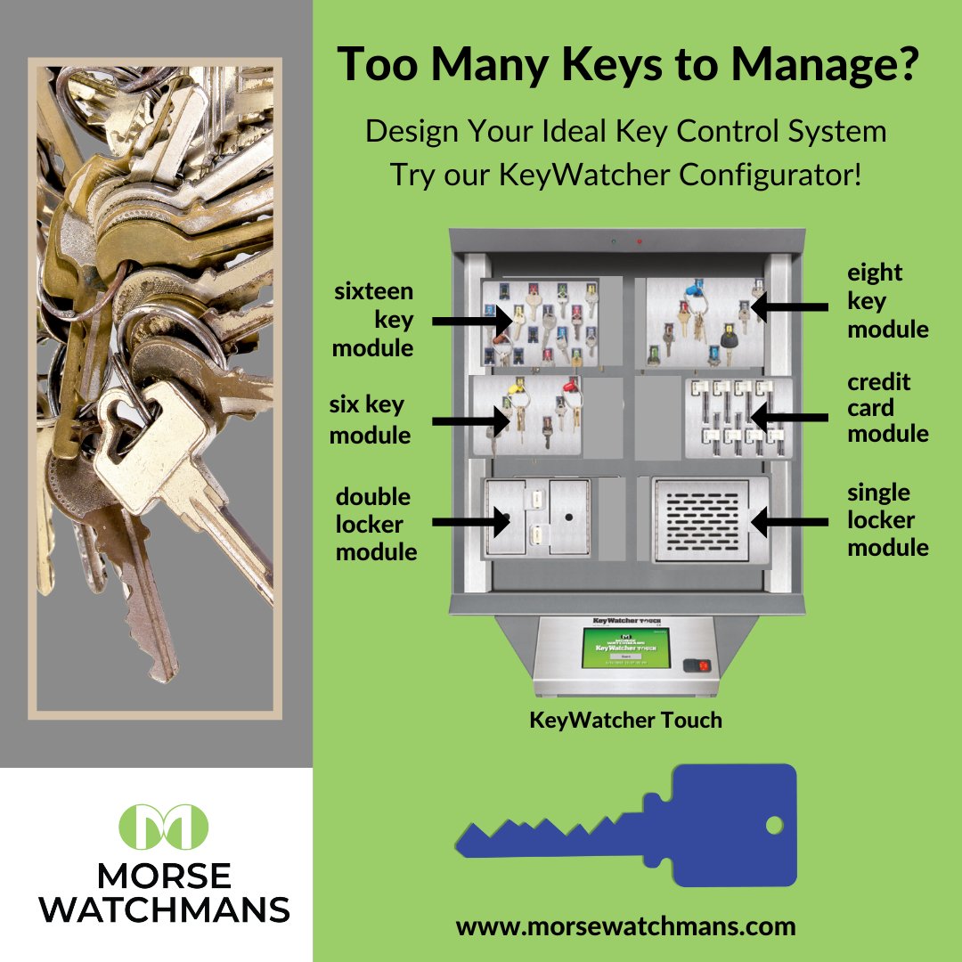 MorseWatchmans1's tweet image. Hold The Key to Total Key Control. Design your Ideal #KeyControlSystem. Try our KeyWatcher Configurator. #KeyControl #KeyManagement #KeyControlDesign
hubs.li/Q01_P9bG0
